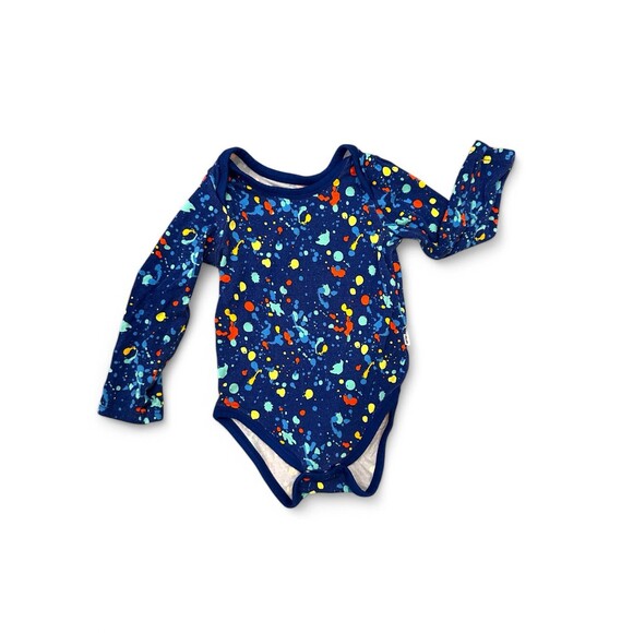 Little Sleepies Bamboo Bodysuit Onesie colorful splatter paint 12-18 Months - Picture 1 of 4